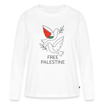 Colombe de la paix - Palestine Libre - T-shirt manches longues Premium bio Femme - blanc - Devant - Julia (174cm)
