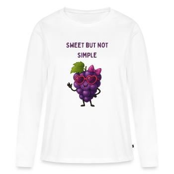 Süß, aber nicht simpel – Traube - Frauen Premium Bio Langarmshirt - Weiß - Vorne - Julia (174cm)
