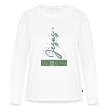 Notre Sauveur – L’écriture de Noël - T-shirt manches longues Premium bio Femme - blanc - Devant - Julia (174cm)
