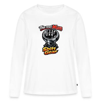 Shift Gear levier de Vitesse  - T-shirt manches longues Premium bio Femme - blanc - Devant - Julia (174cm)