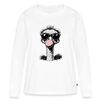 Cooler Strauß blast Kaugummi - Frauen Premium Bio Langarmshirt - Weiß - Vorne - Julia (174cm)
