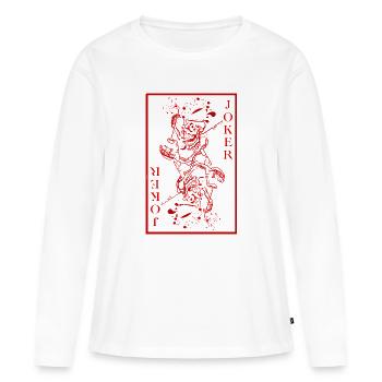 Graphismes du croquis rouge de la carte Joker - T-shirt manches longues Premium bio Femme - blanc - Devant - Julia (174cm)