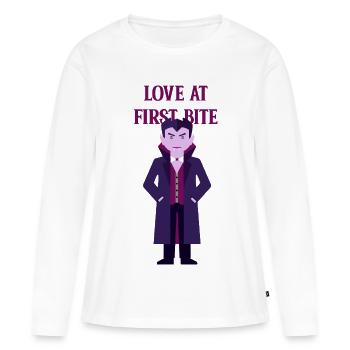 Vampire de l’amour à la première morsure - T-shirt manches longues Premium bio Femme - blanc - Devant - Julia (174cm)