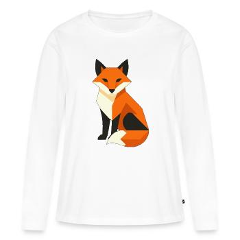 Renard géométrique – Conception du Renard Noir - T-shirt manches longues Premium bio Femme - blanc - Devant - Julia (174cm)