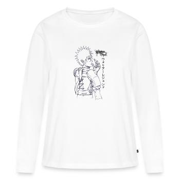 Personnage d'anime manga noir et blanc - T-shirt manches longues Premium bio Femme - blanc - Devant - Julia (174cm)