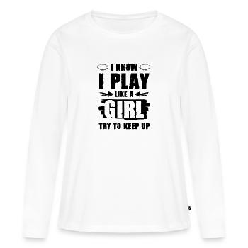 fille fille football - T-shirt manches longues Premium bio Femme - blanc - Devant - Julia (174cm)