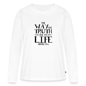 le loin la vie la vérité - T-shirt manches longues Premium bio Femme - blanc - Devant - Julia (174cm)