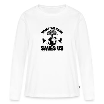 la protection de la nature - T-shirt manches longues Premium bio Femme - blanc - Devant - Julia (174cm)