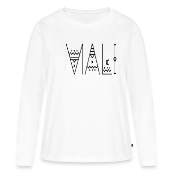 Mali lettrage noir - T-shirt manches longues Premium bio Femme - blanc - Devant - Julia (174cm)