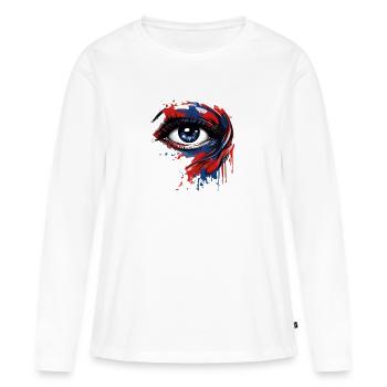 T-Shirt Frankreich - Frauen Premium Bio Langarmshirt - Weiß - Vorne - Julia (174cm)