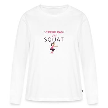 J'peux pas j'ai squat - T-shirt manches longues Premium bio Femme - blanc - Devant - Julia (174cm)