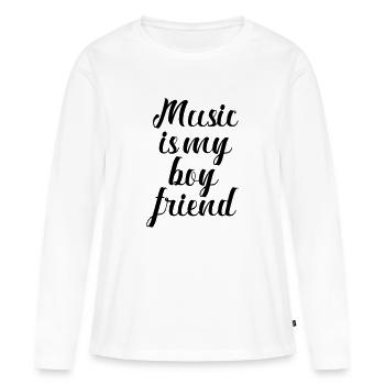 Music is my friend - Women's Premium Organic Long Sleeve Shirt - white - Front - Julia (174cm)
