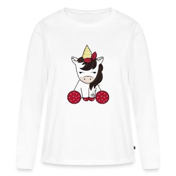 Licorne rockabilly - T-shirt manches longues Premium bio Femme - blanc - Devant - Julia (174cm)