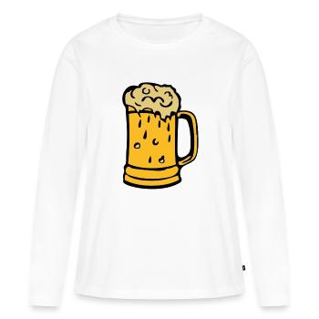 biere verre mousse binouze alcool - T-shirt manches longues Premium bio Femme - blanc - Devant - Julia (174cm)