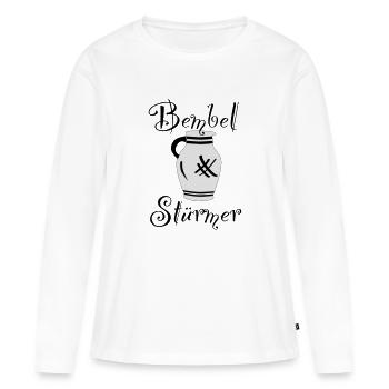 Bembel Stürmer #Frankfurt #Fussball #Bembel - Frauen Premium Bio Langarmshirt - Weiß - Vorne - Julia (174cm)