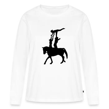 Voltige - T-shirt manches longues Premium bio Femme - blanc - Devant - Julia (174cm)