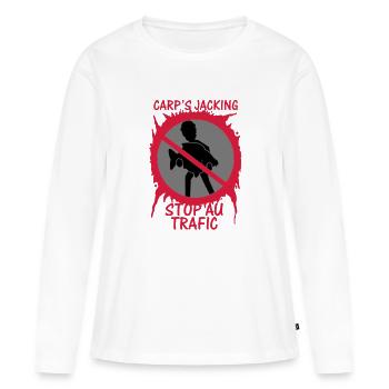 Stop au trafic "CARP'S JACKING" - T-shirt manches longues Premium bio Femme - blanc - Devant - Julia (174cm)