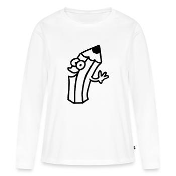 fröhlicher Stift - line - Frauen Premium Bio Langarmshirt - Weiß - Vorne - Julia (174cm)