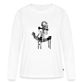 wet anchor tattoo wet drop graffiti tears scratch - Women's Premium Organic Long Sleeve Shirt - white - Front - Julia (174cm)