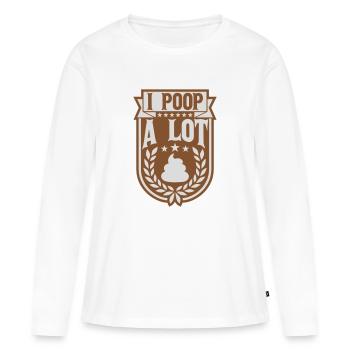 Je fais beaucoup caca - T-shirt manches longues Premium bio Femme - blanc - Devant - Julia (174cm)