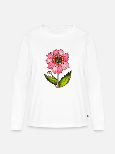 Blumen - Frauen Premium Bio Langarmshirt - Weiß