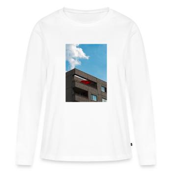 Le parasol rouge sur le balcon sur l’appartement bl - T-shirt manches longues Premium bio Femme - blanc - Devant - Julia (174cm)