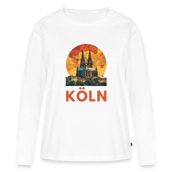 Cologne « Cathédrale de Cologne » - T-shirt manches longues Premium bio Femme - blanc - Devant - Julia (174cm)