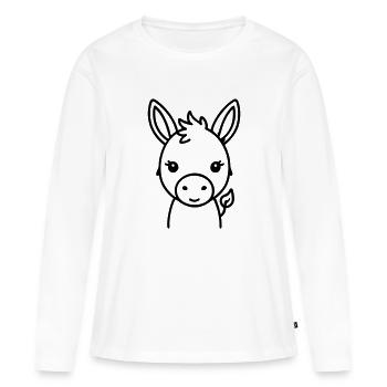 Âne âne - T-shirt manches longues Premium bio Femme - blanc - Devant - Julia (174cm)