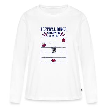 Festival Bingo Été '25 - T-shirt manches longues Premium bio Femme - blanc - Devant - Julia (174cm)