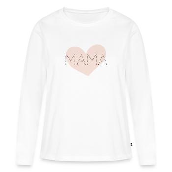 MAMA, gepunktet, Herz, rosa - Frauen Premium Bio Langarmshirt - Weiß - Vorne - Julia (174cm)