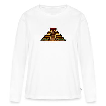 Lumière du soir de la pyramide maya - T-shirt manches longues Premium bio Femme - blanc - Devant - Julia (174cm)