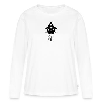 Coucou horloge - T-shirt manches longues Premium bio Femme - blanc - Devant - Julia (174cm)
