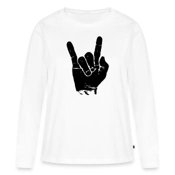 ROCK HAND \m/ - Women's Premium Organic Long Sleeve Shirt - white - Front - Julia (174cm)