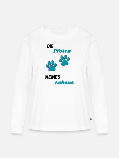 Die Pfoten meines Lebens - Frauen Premium Bio Langarmshirt - Weiß