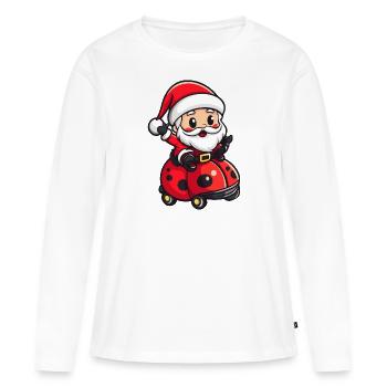 coccinelle Père Noël dessin animé - T-shirt manches longues Premium bio Femme - blanc - Devant - Julia (174cm)