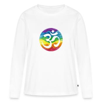 OM musculation yoga chakra couleurs - T-shirt manches longues Premium bio Femme - blanc - Devant - Julia (174cm)