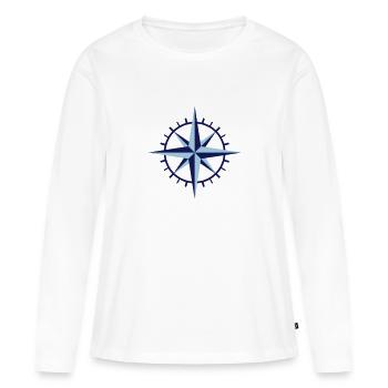 Kompass - Frauen Premium Bio Langarmshirt - Weiß - Vorne - Julia (174cm)