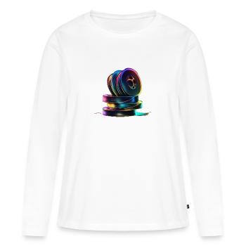 BANDES, enregistrements - T-shirt manches longues Premium bio Femme - blanc - Devant - Julia (174cm)