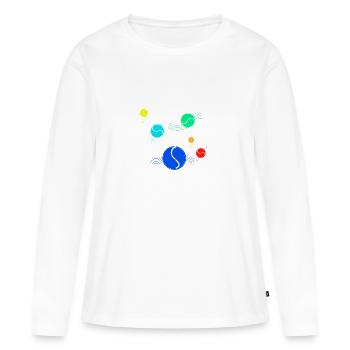 Balles de tennis, balle de tennis, balles de tennis colorées - T-shirt manches longues Premium bio Femme - blanc - Devant - Julia (174cm)