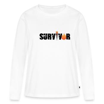 Survivant avec flamme - T-shirt manches longues Premium bio Femme - blanc - Devant - Julia (174cm)