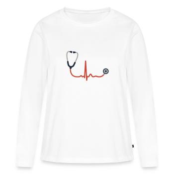 STETHOSCOPE DOCTOR HOSPITAL - Women's Premium Organic Long Sleeve Shirt - white - Front - Julia (174cm)