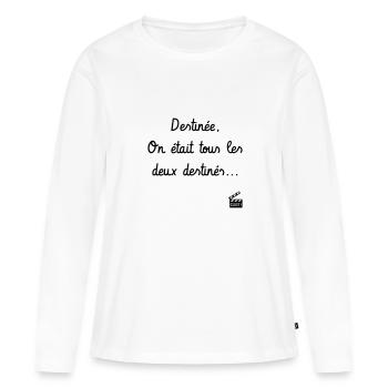 Destinée, on était tous les 2 destinés. Père Noël - T-shirt manches longues Premium bio Femme - blanc - Devant - Julia (174cm)