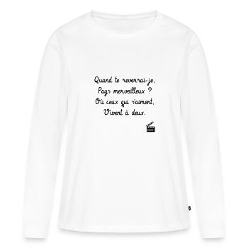 Quand te reverrai-je ? Les bronzés font du ski ! - T-shirt manches longues Premium bio Femme - blanc - Devant - Julia (174cm)