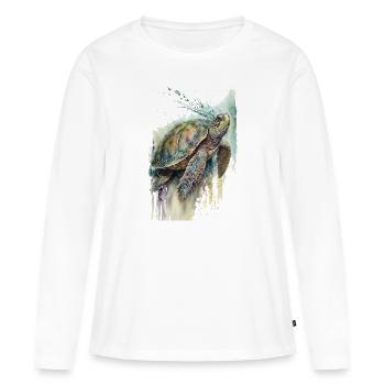 Schildkröte Aquarell Realistisch - Frauen Premium Bio Langarmshirt - Weiß - Vorne - Julia (174cm)
