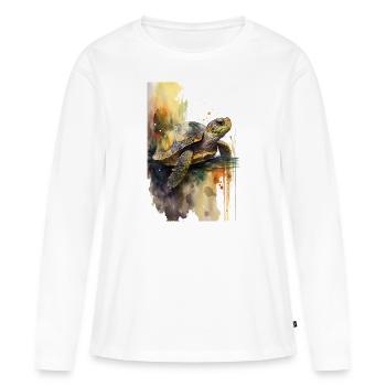 Schildkröte Aquarell Realistisch Cool - Frauen Premium Bio Langarmshirt - Weiß - Vorne - Julia (174cm)