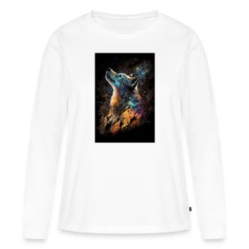 Wolf Galaxy Space Stars Space Mystical Cool - T-shirt manches longues Premium bio Femme - blanc - Devant - Julia (174cm)