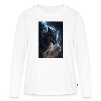 Wolf Blitz Donner Epic Cool Episch Wölfe - Frauen Premium Bio Langarmshirt - Weiß - Vorne - Julia (174cm)