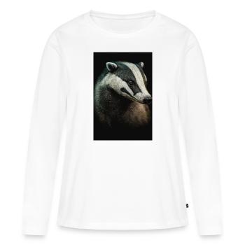 Dachs tier realistisch - Frauen Premium Bio Langarmshirt - Weiß - Vorne - Julia (174cm)