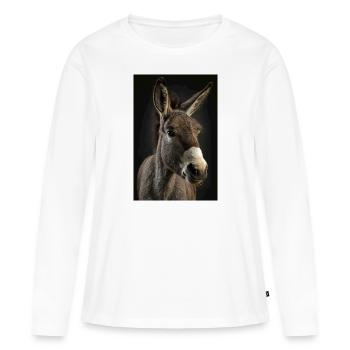 Esel Realistisch Cool - Frauen Premium Bio Langarmshirt - Weiß - Vorne - Julia (174cm)