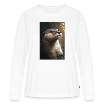 Otter Realistisch Cool Tier - Frauen Premium Bio Langarmshirt - Weiß - Vorne - Julia (174cm)